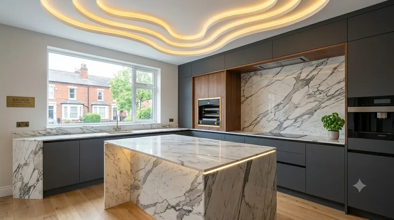 Luxury Marble Kitchen Design — West Bridgford — West Bridgford, Nottingham — Kitchen by Kalhor Contractors