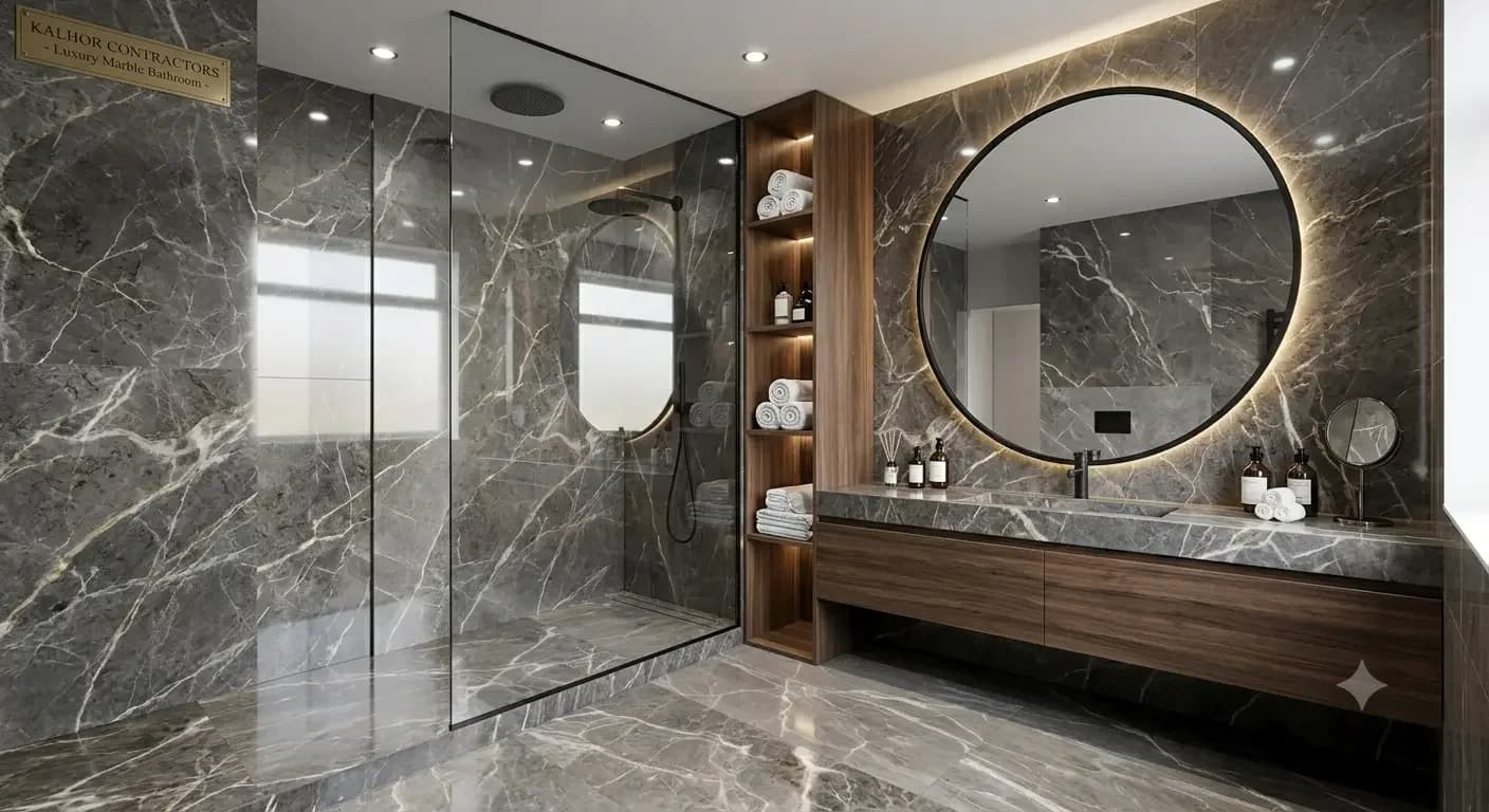 Premium Marble Walk-In Bathroom — Wollaton — Wollaton, Nottingham — Bathroom by Kalhor Contractors