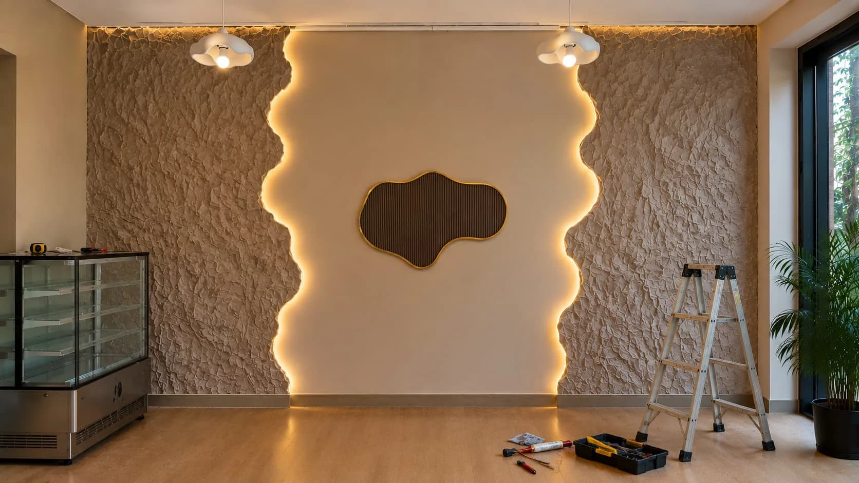 LED Lighting Installation — Textured Feature Wall & LED Lighting Installation by Kalhor Contractors